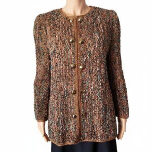 Vintage 80s Estelle Gracer Cardigan Art-to-Wear Handwoven Ribbon Womens M/L